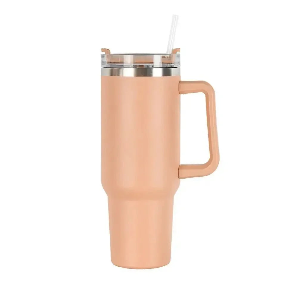 Stainless Steel Car Cup Large Capacity Water Cup with Handle and Straw Double-walled Insulated Travel Mug Holiday Gifts 40oz