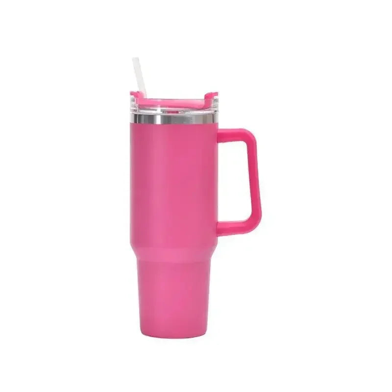 Stainless Steel Car Cup Large Capacity Water Cup with Handle and Straw Double-walled Insulated Travel Mug Holiday Gifts 40oz