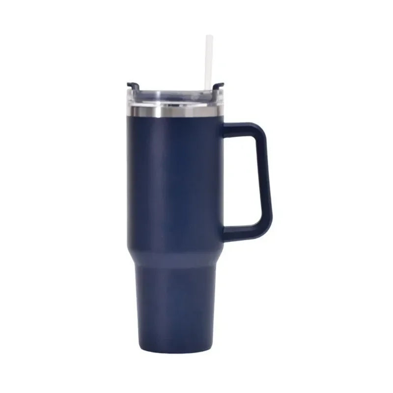 Stainless Steel Car Cup Large Capacity Water Cup with Handle and Straw Double-walled Insulated Travel Mug Holiday Gifts 40oz