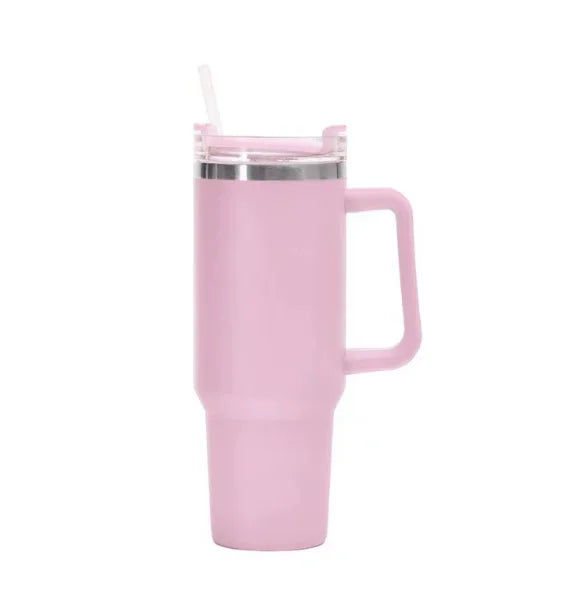 Stainless Steel Car Cup Large Capacity Water Cup with Handle and Straw Double-walled Insulated Travel Mug Holiday Gifts 40oz