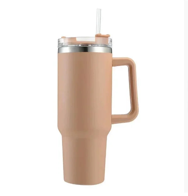 Stainless Steel Car Cup Large Capacity Water Cup with Handle and Straw Double-walled Insulated Travel Mug Holiday Gifts 40oz