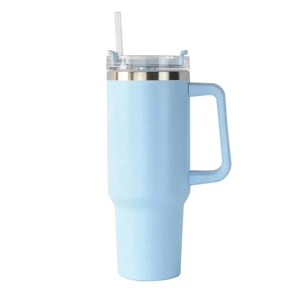 Stainless Steel Car Cup Large Capacity Water Cup with Handle and Straw Double-walled Insulated Travel Mug Holiday Gifts 40oz