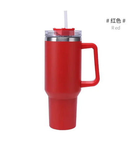 Stainless Steel Car Cup Large Capacity Water Cup with Handle and Straw Double-walled Insulated Travel Mug Holiday Gifts 40oz