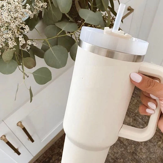 Stainless Steel Car Cup Large Capacity Water Cup with Handle and Straw Double-walled Insulated Travel Mug Holiday Gifts 40oz